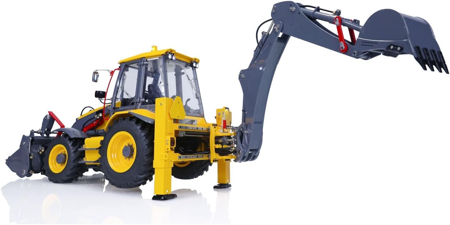 Lesu 1/14 Metal Hydraulic Rc Backhoe Loader Aoue Bl71 2 in 1 Electric Excavator Heavy Hydraulic Model - Image 5