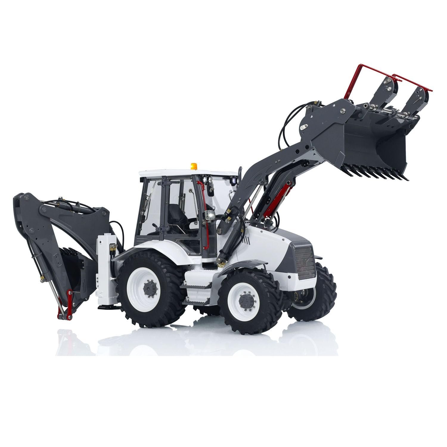 Lesu 1/14 Metal Hydraulic Rc Backhoe Loader Aoue Bl71 2 in 1 Electric Excavator Heavy Hydraulic Model - Image 4