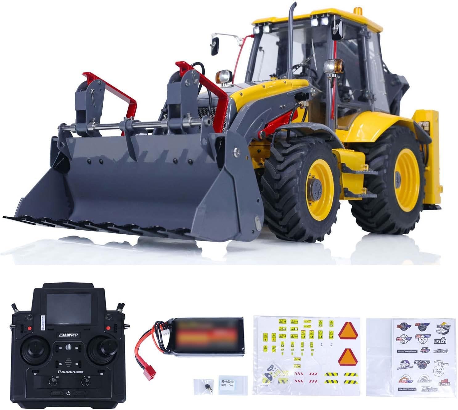 Lesu 1/14 Metal Hydraulic Rc Backhoe Loader Aoue Bl71 2 in 1 Electric Excavator Heavy Hydraulic Model - Image 6