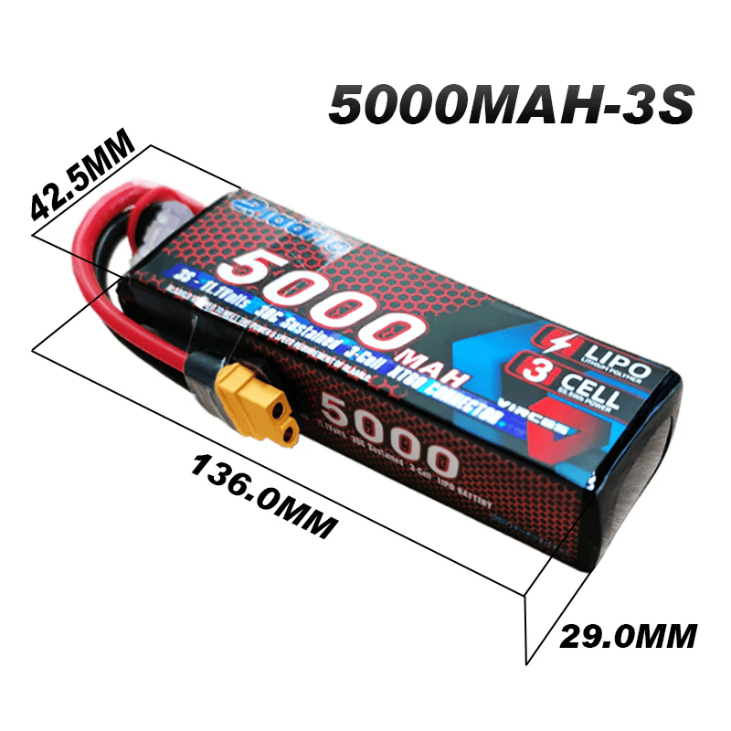 RIAARIO 3s Lipo Battery 30C 5000mAh 11.1V Lipo Battery with XT60 Connector for RC Car - Image 2