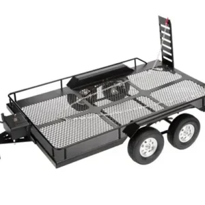 Machined Alloy Flatbed Dual Axle Car Trailer Kit With Light for 1/10, 1/8 Scale